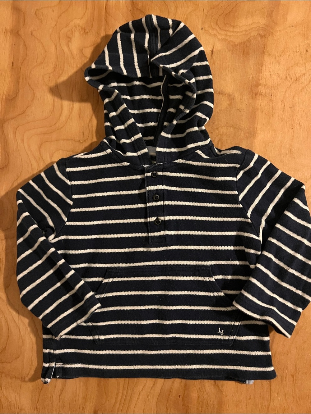 Janie and Jack Navy, White Striped Hooded Pullover
